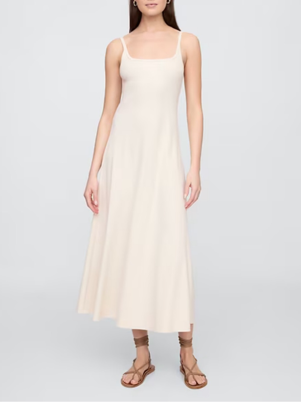 Ribbed Square Neck Midi Dress (Tall Length)